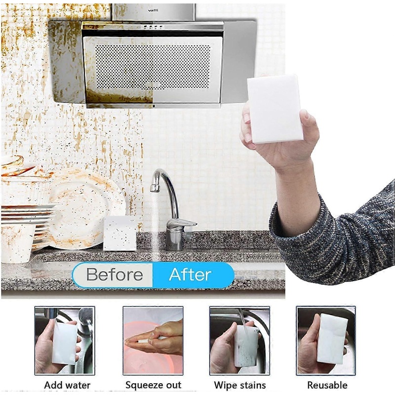 100 Pack Magic Sponges Eraser for Cleaning, Premium Reusable Melamine Sponge Scrubber Foam Cleaning Pads for Kitchen Dishes, Bathtub, Baseboard, Shoes