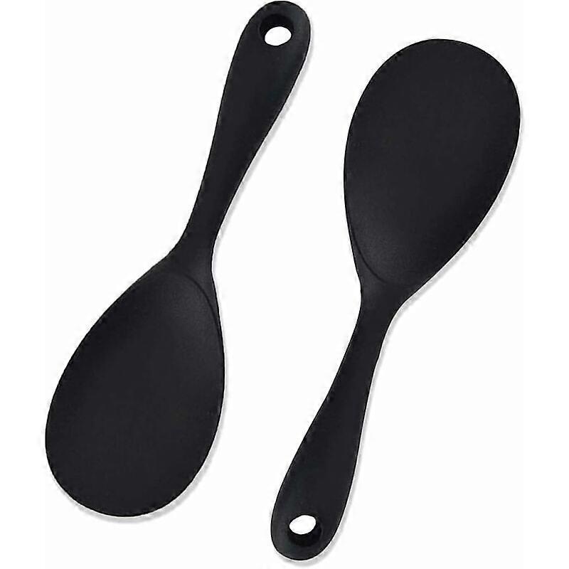 2er-Set Silikonlffel, Reis-Servierlffel, Kochlffel, antihaftbeschichteter Silikon-Servierlffel zum Backen und Backen (schwarz)