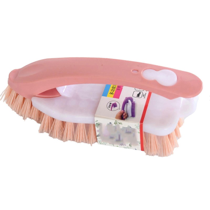 2 in 1 Cleaning Brush Multifunctional Handheld Removable Scrubbing Brush Gaps Brush Scrubber Shoe Brush Pink