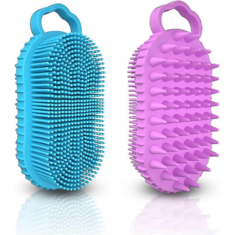 2 Pack Silic Scrubber, 2 In 1 Er And Scalp Massar Brush For Dry And Wet, Men Women Bath Exfoliate Accessory-