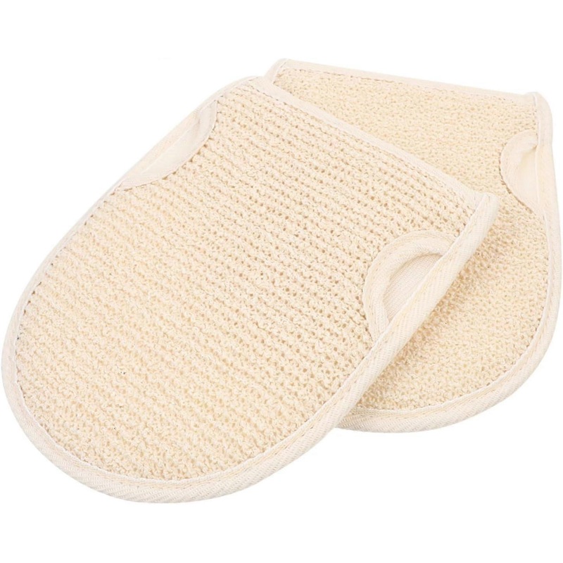 2pcs Cotton Linen Bath Towel Bathing Bath Accessories Body Sponge Bath Gloves Frog Headband Exfoliating Shower Gloves