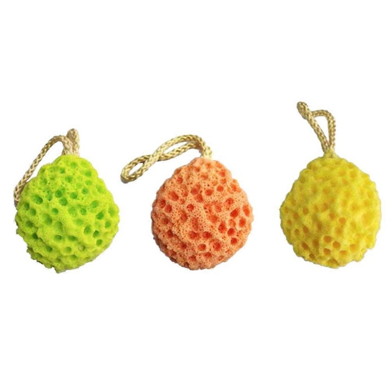 3pcs Exfoliating Bath Sponges with Hanging Rope   Soft Body Scrubber for Gentle Cleansing   Perfect for Home, Dorm, Hotel Use   Yellow, Green, Orange