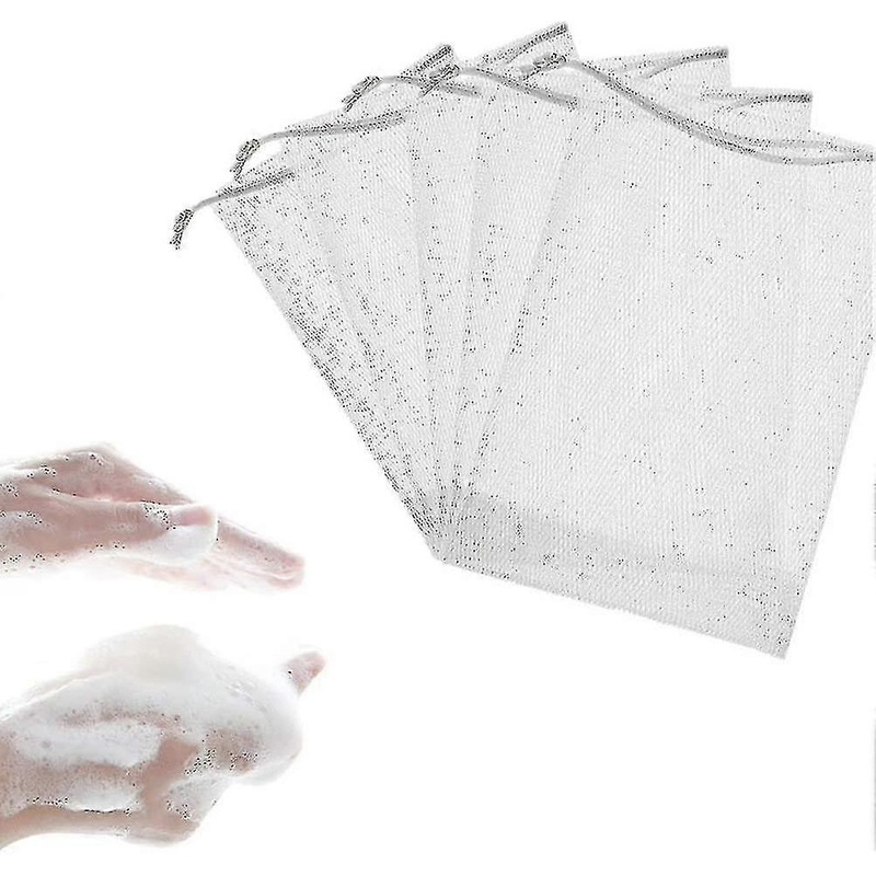 50pcs Soap Net Soap Bag Soap With Cord Cleaning Tools 11 * 9cm White