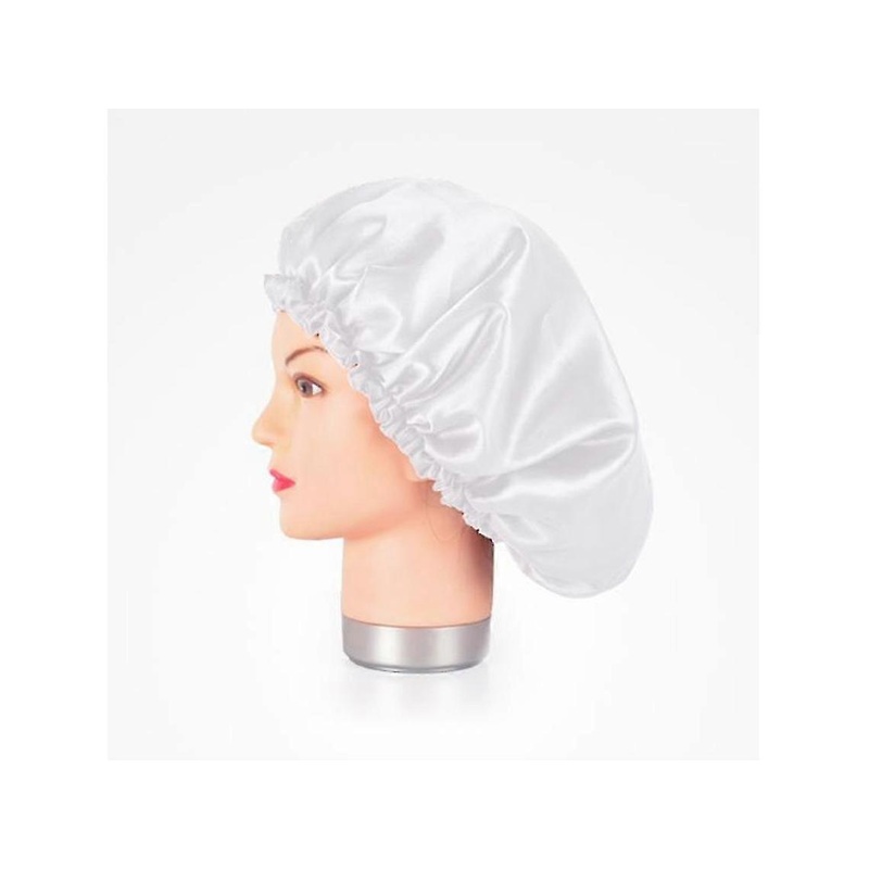 Women’s Lace Nightcap Chemotherapy Hat Hair Care Cap Anti-Frizz Satin Hat-White-YGWL