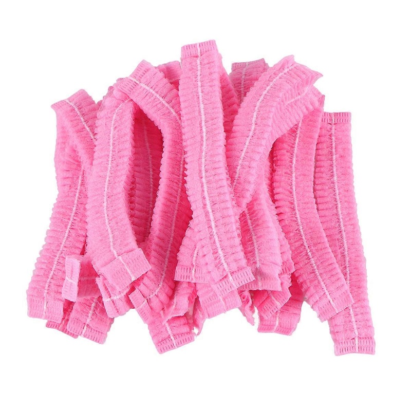 100pcs Disposable Hair Non-woven Dust Bouffant for Medical Service Food Baking Makeup (Pink)