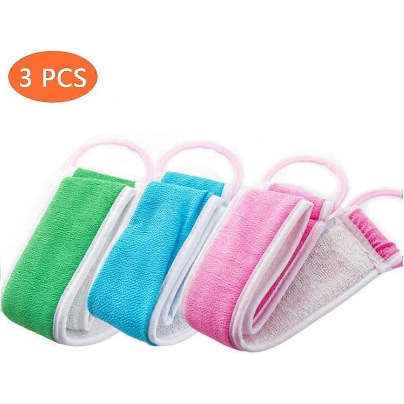3pcs Loofahs Gommage Arrire Loofah Exfoliant Pour Douche Double Face Sangle De Rcurage Corps ponge De Bain