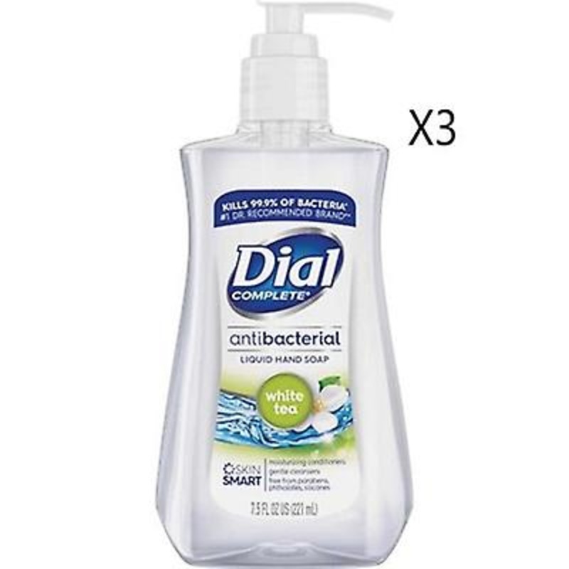 Dial Complete Liquid Antibacterial Hand Soap White Tea 7.5oz / 221ml 3 Packs