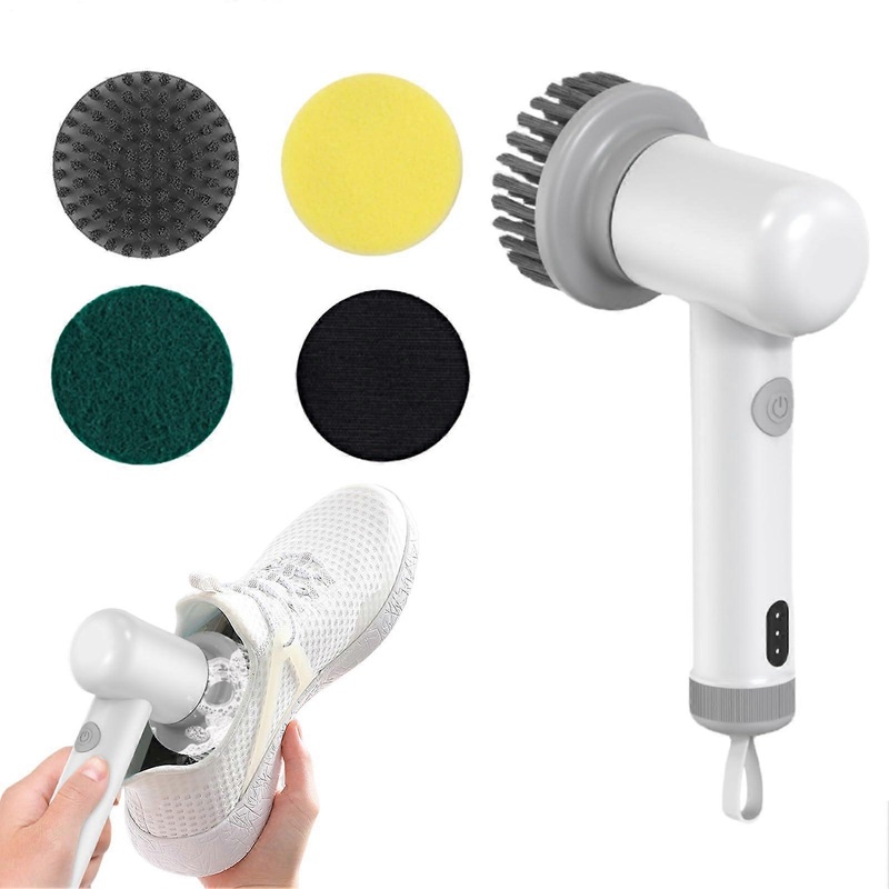 Wireless Electric Scrubber with Interchangeable Attachments for Bathroom and Household Use, Powerful Cleaning Brush for Shower and Tile