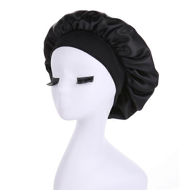 1-5PCS Women Satin Sleep Cap Wide Band Silk Bonnet Elastic Hair Care Hat Night Sleeping Head Cover for Curly Hair Spa Bath