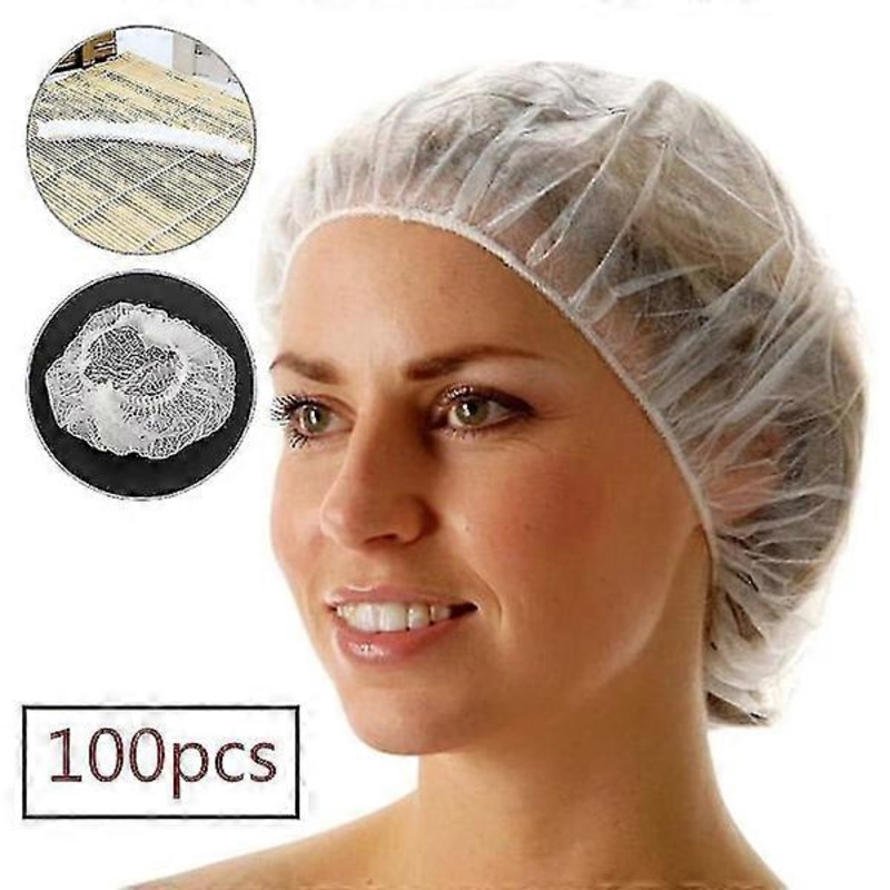 100 Pcs/Lot Disposable Shower Caps Hat Non-woven Shower Cap Disposable Elastic Bathing Cap Bath Caps Solid Color