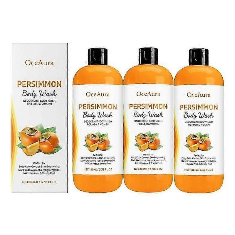 1-5x Persimmon Body Wash For Body Odor Control – Purifying Deodorizing Soap For Eliminating Odor