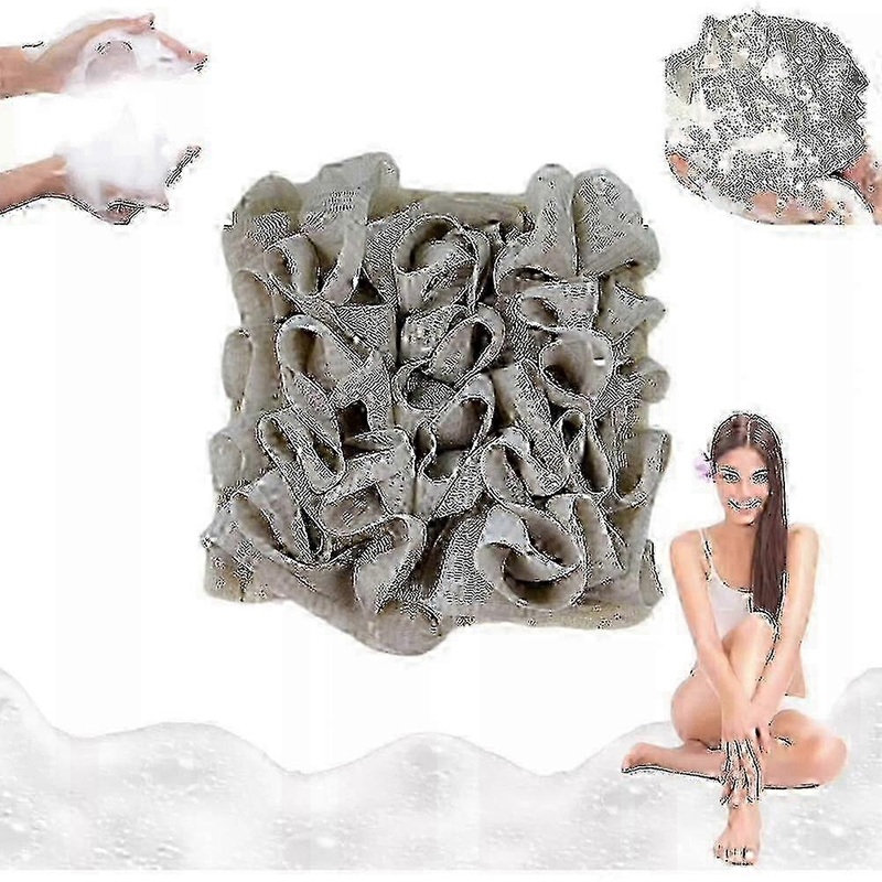 2 in 1 Bath Loofah Sponge with Exfoliating Glove – Soft & Durable Khaki Shower Sponge for Men & Women