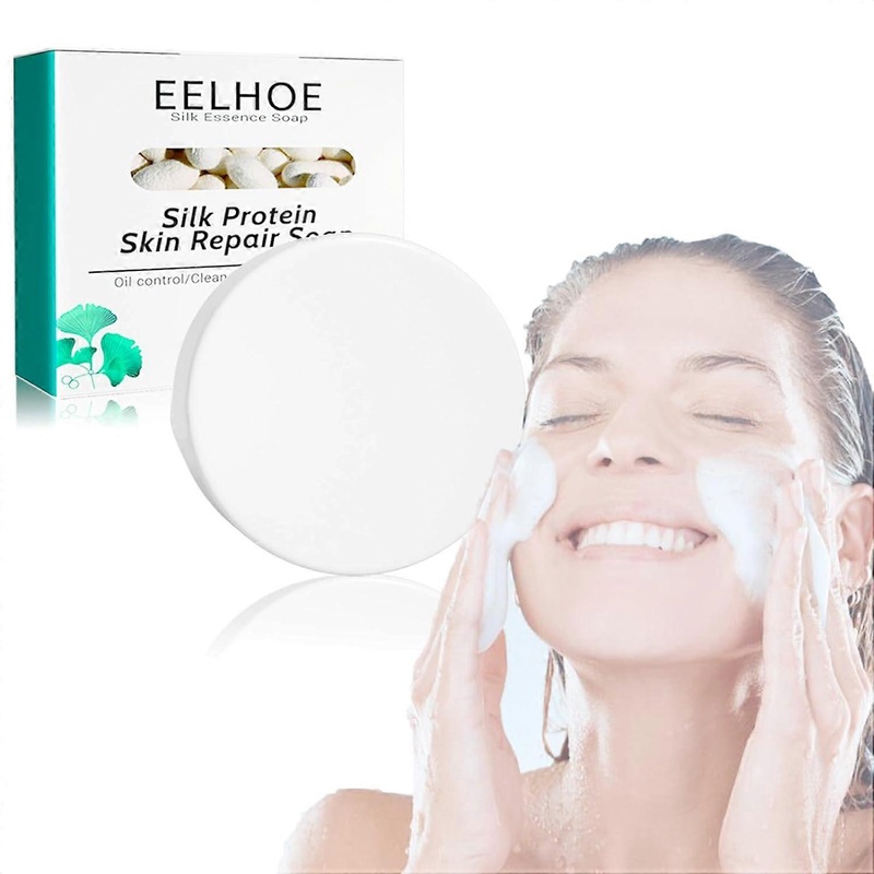 2 Pcs Silk Protein Skin Repair Soap, 60 g Handmade Natural Soap to Help Fight Blackheads, Stains and Skin Irritation