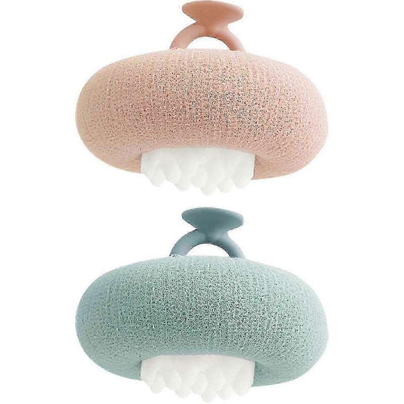 2pcs Soft Exfoliating Bath Sponge with Suction Cup for Body Wash, Sunflower Design Shower Scrubber