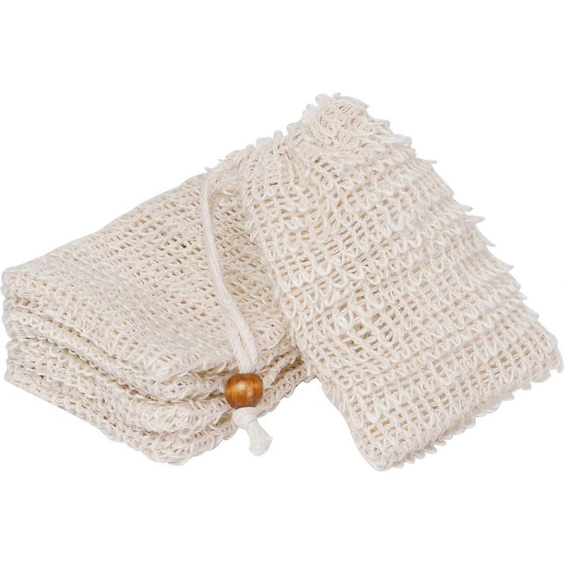 Sisal Soap Bag Exfoliating Soap Bag Natural Soap Bag Soap Bag Shower Soap Bag Drawstring Bag for Bathing and Washing – 5 PCS