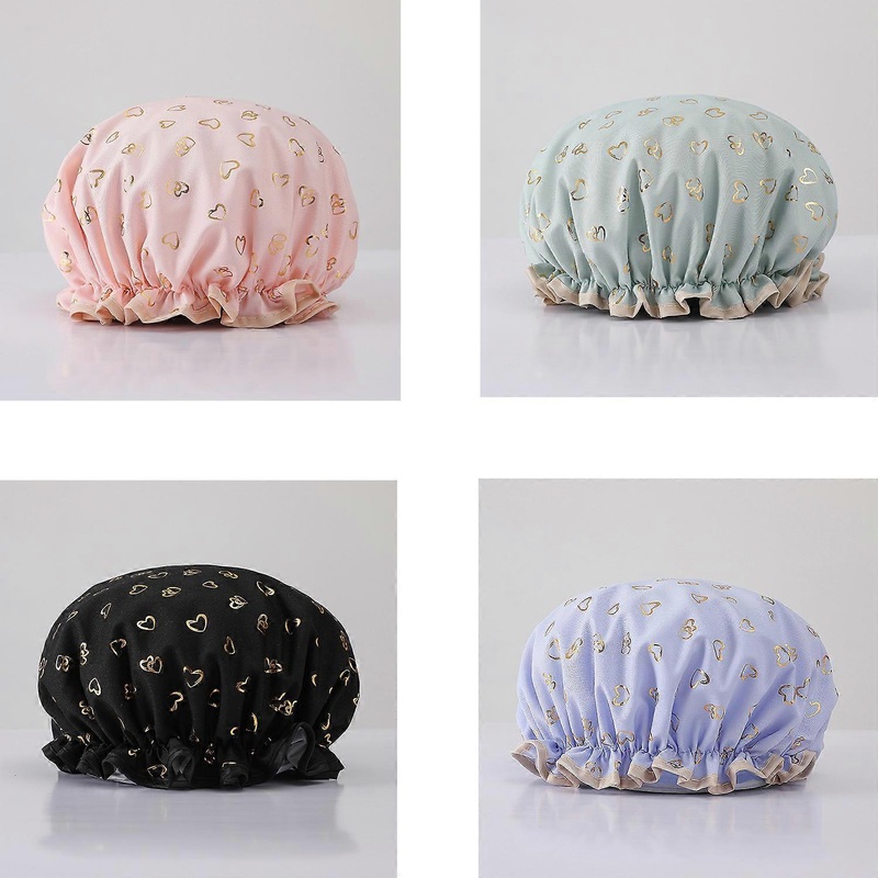 Women’s Shower Cap Elastic Shower Cap Double Layer Women’s Shower Cap Reusable Stretch Waterproof Elastic Band for