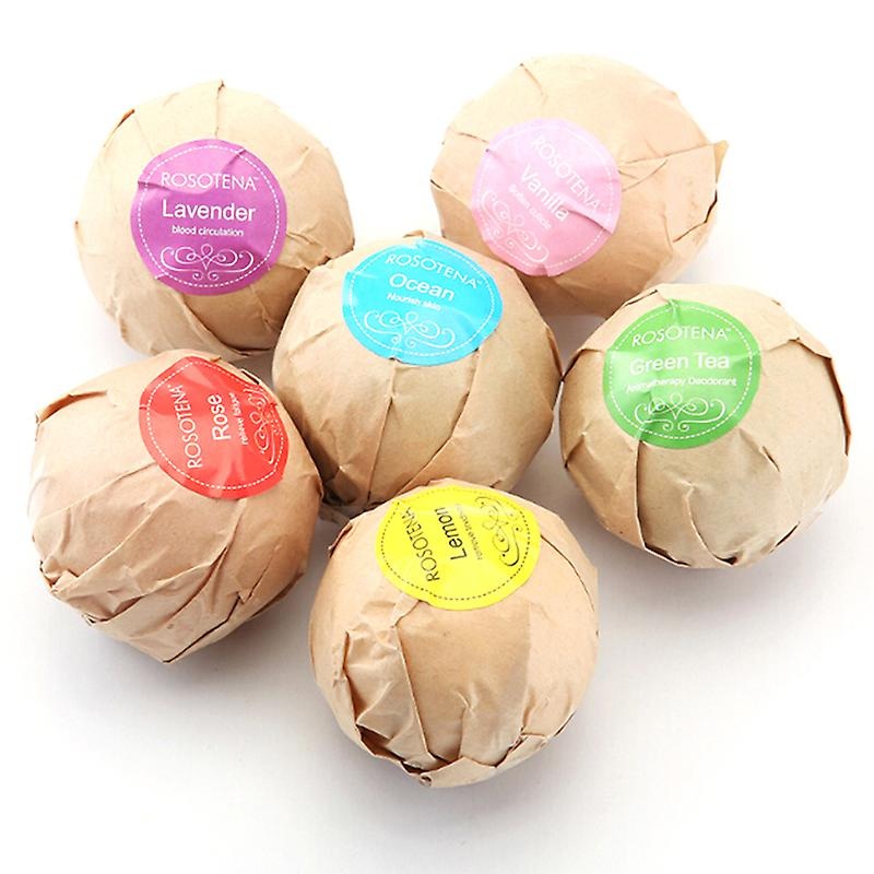 60g 6pcs/set Natural Salts Bath Ball Flower Bubble Bath Bombs Skin Exfoliating