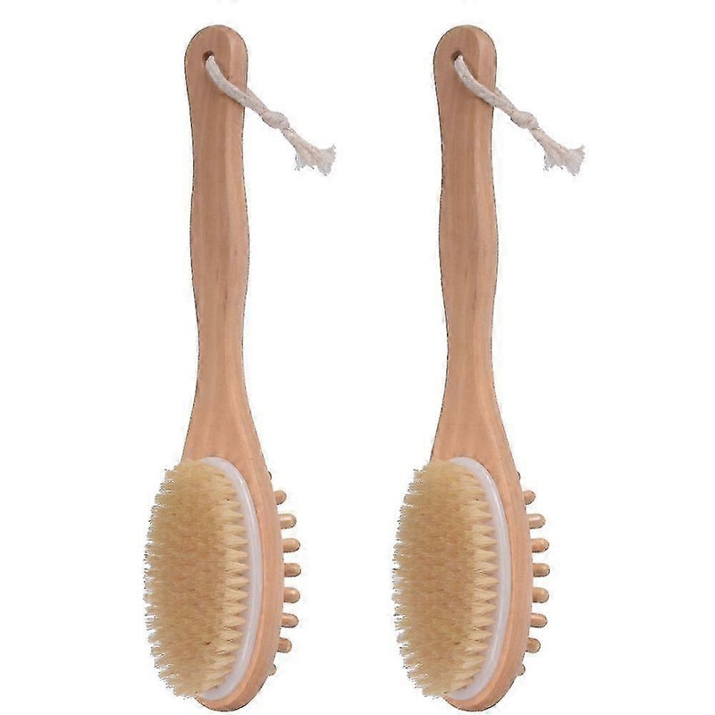 Wooden Long Handle Dual-Purpose Massage Bath Brush