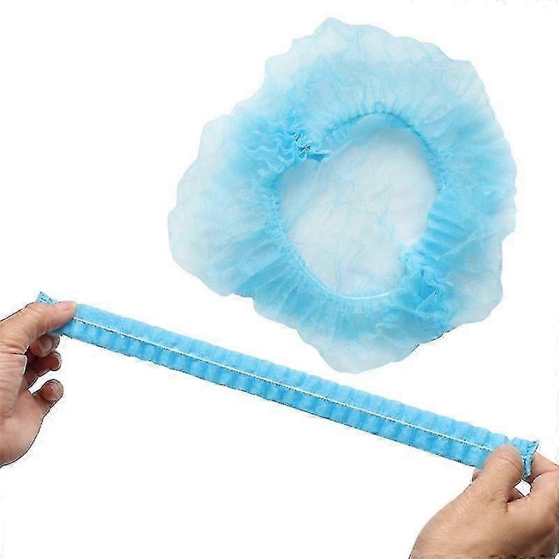 100pcs Disposable Pleated Elastic Mesh Shape Non-woven Bath Hat For  Waterproof Hair Hat Shower Cap