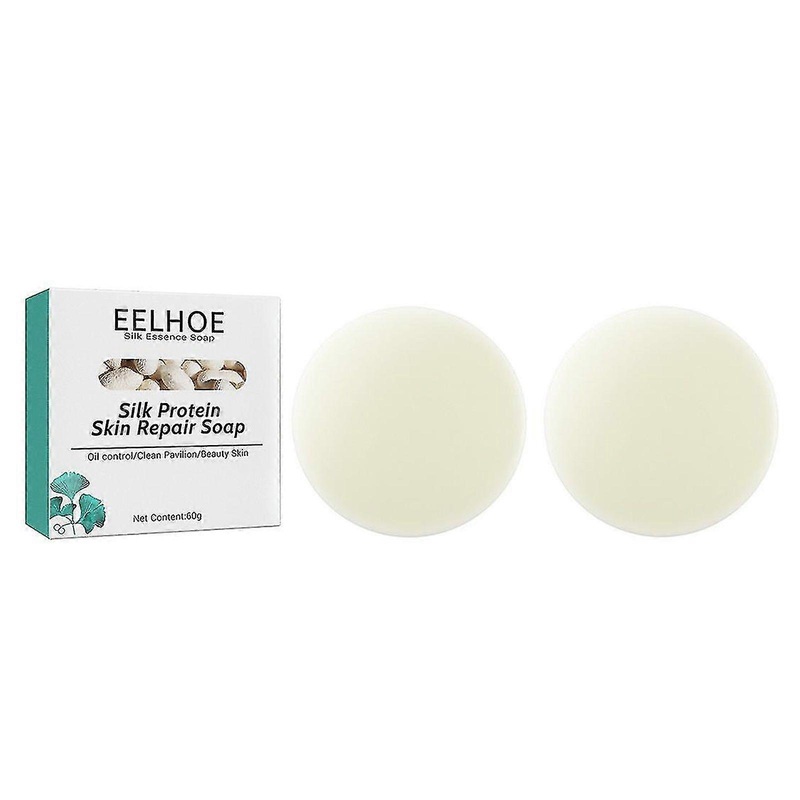 2Pcs Silk Protein Skin Repair Soaps Silk Essence Lightening Soap Oil Control Bathing Goat Milk Soap Natural Organic Silk Protein Soap