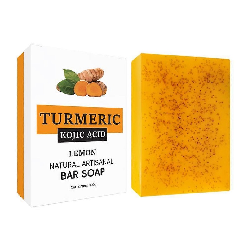 Turmeric Kojic Acid Soap Bar For Dark Spot  Brighten Skin With Lemon/Vitam