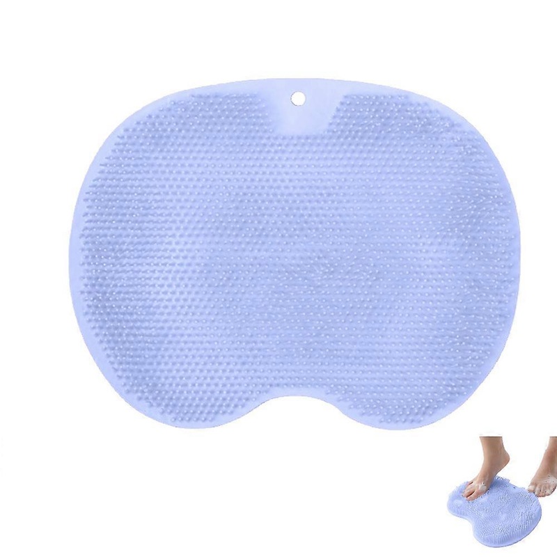 Wall-Mounted Back Washer, Foot Massage Pad, Shower Foot And Back Washer, Silicone Bath Brush With Suction Cup-Blue