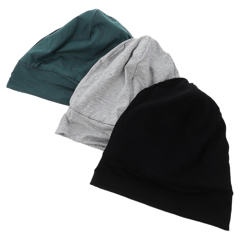 Wide Brimmed Sleeping Cap for Women with Hair Loss Cotton Assorted Color to Prevent Hair Breakage 3Pcs