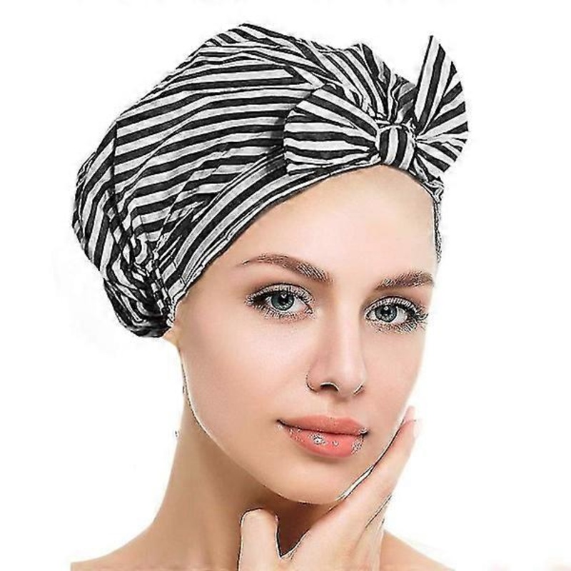 1 Shower cap for women, reusable waterproof shower cap with bow