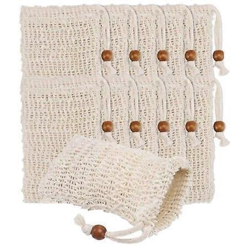 10pcs Soap Bag, Natural Fiber Soap Bags Organic Soap Bag With Pouch Holder Sisal Soap Bag for Foaming