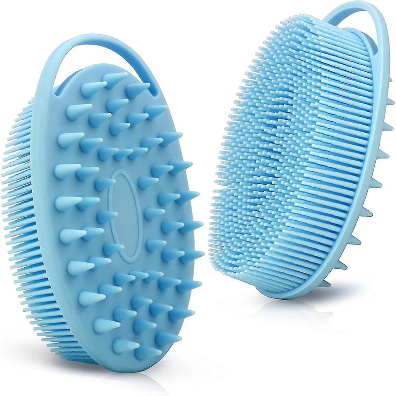 2 In 1 Bath And Shampoo Brush, Silicone Body Scrubber For Use In Shower, Exfoliating Body Brush, Premium Silicone Loofah, Head Scrubber, Scalp Massage