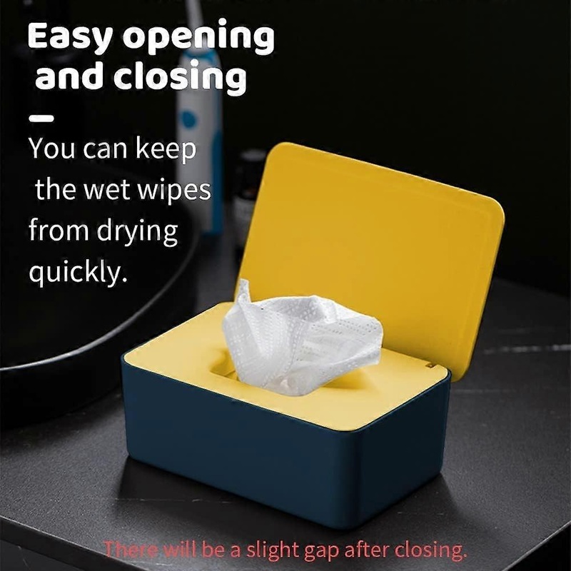 Baby wet wipes box, wet wipes box with lid for dry wet wipes, towel box for home and office (blue + yellow)