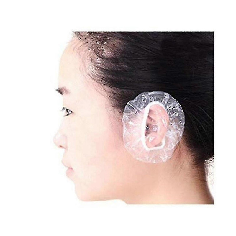 100 Pack Clear Plastic Ear Covers – Disposable Waterproof Protectors for Hygiene & Safety Use