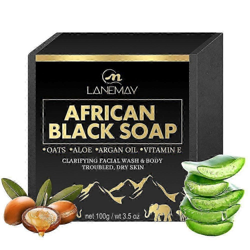 100% Pure African Black Soap Bar for Face & Body – Natural Acne Treatment for Oily Skin, Dark Spots – Handmade with Shea Butter