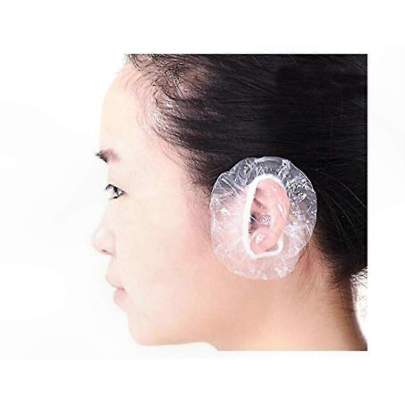 100 Pack Clear Plastic Ear Covers – Disposable Waterproof Protectors for Safety Use
