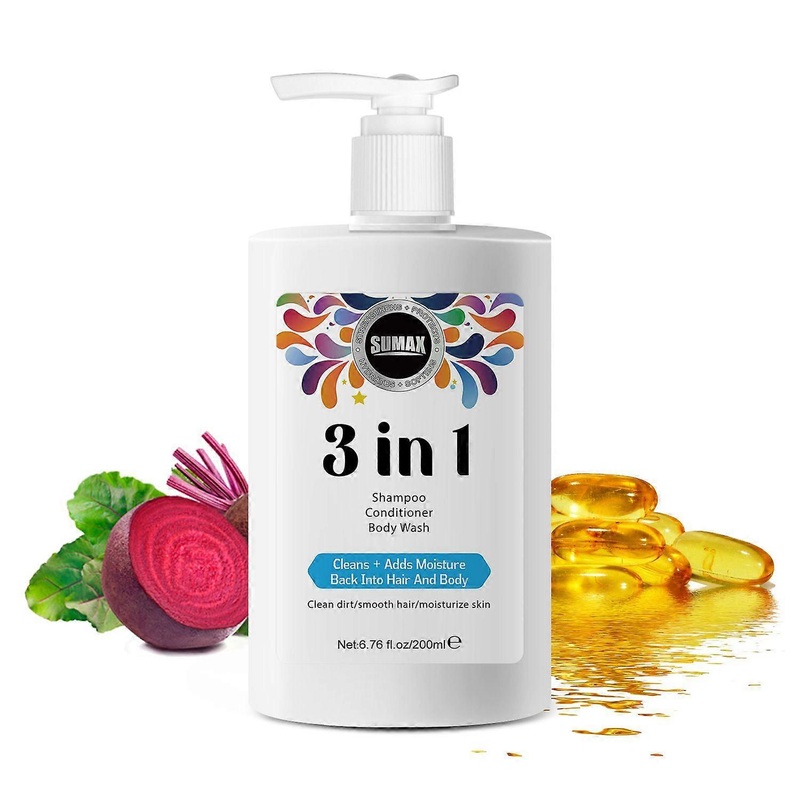 3 in 1 Shampoo + Conditioner + Body Wash, Hydrating Hair & Body Cleanser with Carrot extract, Vitamin E, Cleans + Adds Moisture Back Into Hair And Bod