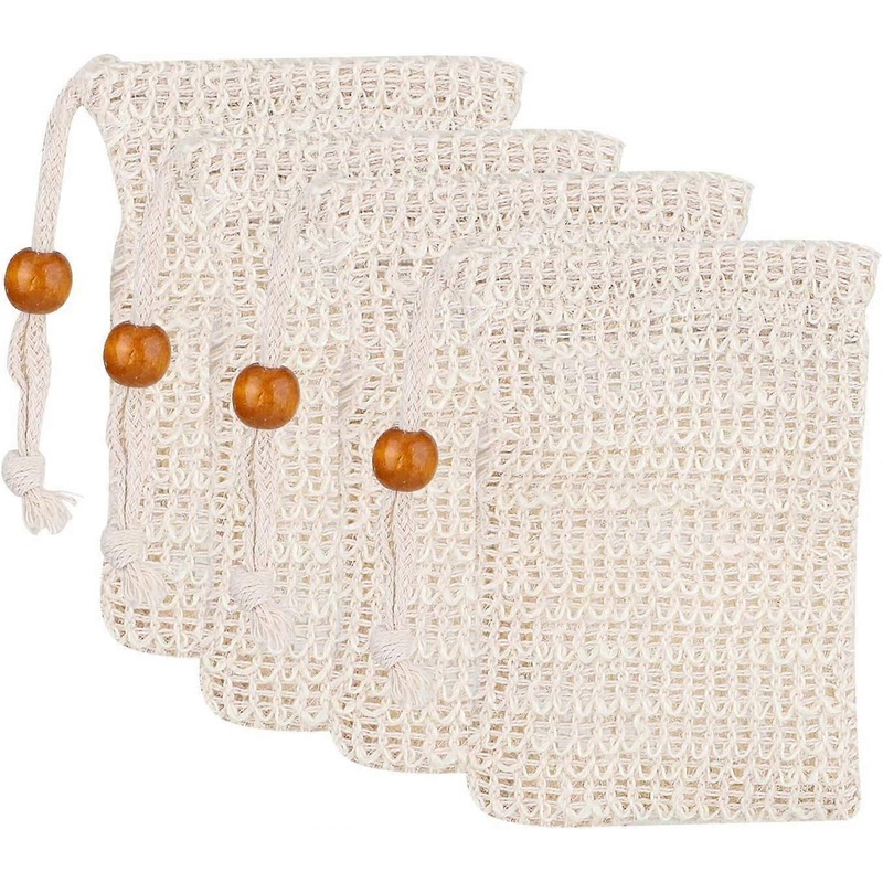 Organic Soap Bag, BR-Vie 4 Pcs Vegan Sisal Soap Bag Soap Bag Natural Product Soap Bag, Foa