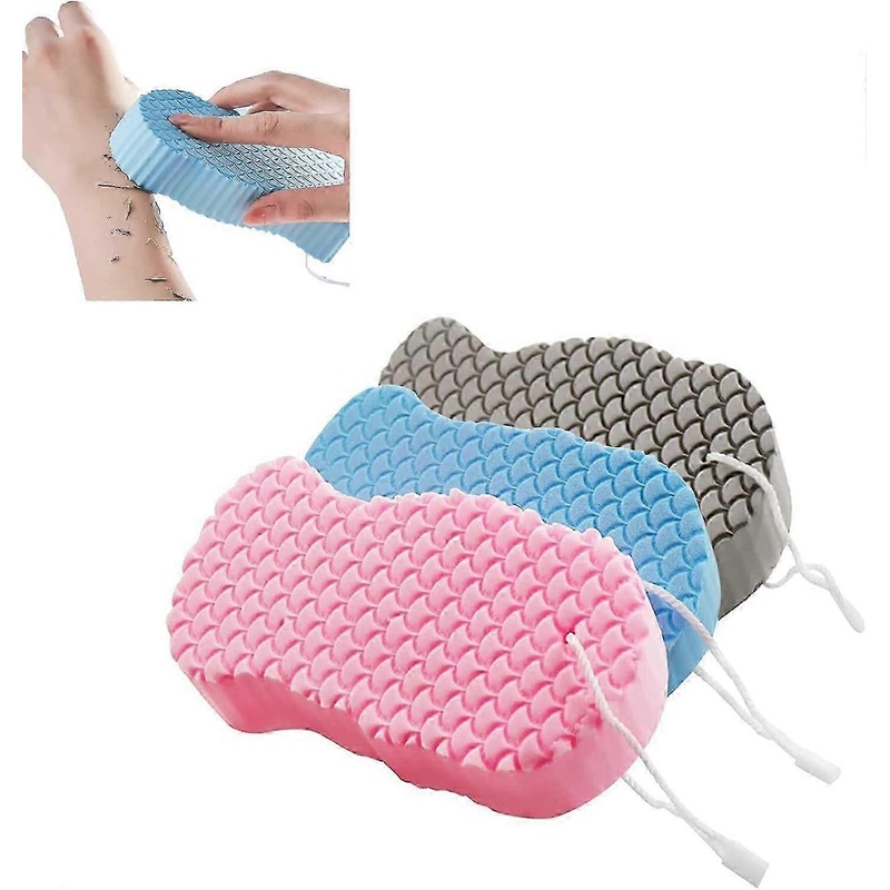 Super Soft Exfoliating Shower Sponge, Super Soft 3D Exfoliating Shower Sponge, Body Exfoliating Shower Sponge, Pack of 3