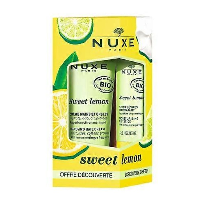 Sweet lemon duo moisturizing hand and nail cream and softening lip stick 30ml+4g