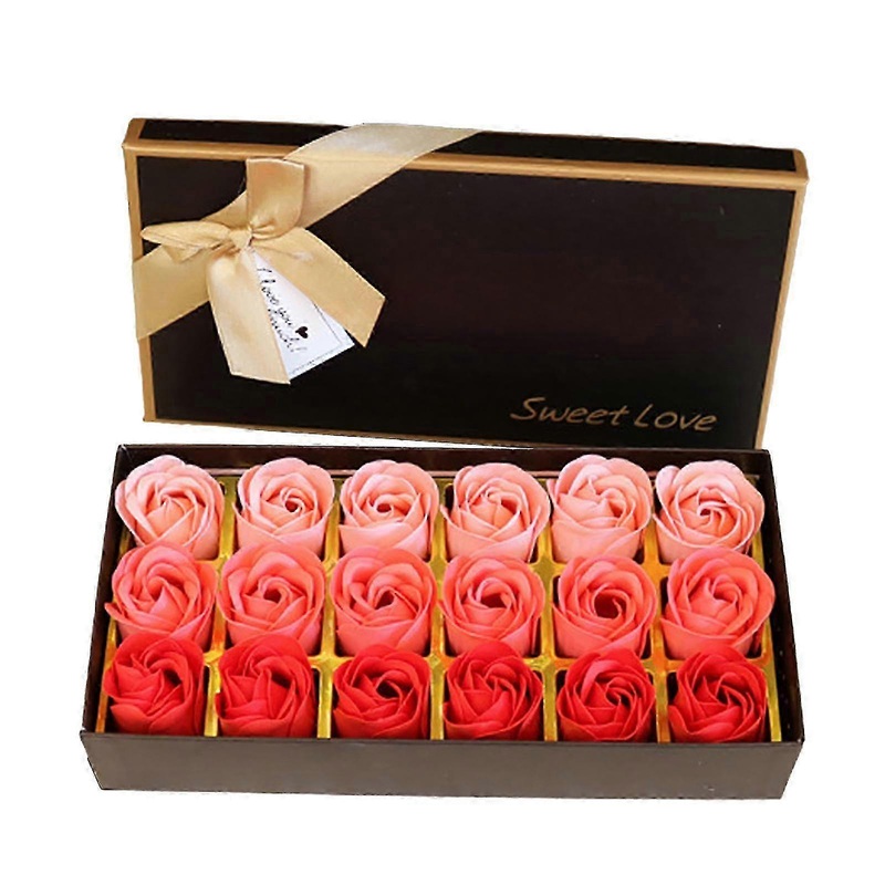18Pcs/Box Soap Rose Flower Elegant Delicate Texture Nice-looking Floral Scented Bath Soap Rose Gift Box for Valentine’s Day