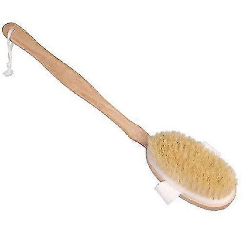 Wooden Handle Body Bath Shower Back Brush Scrubber Skin Cleaning Tool