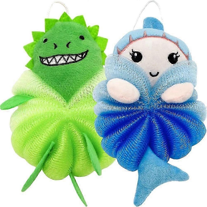 2Pcs Cartoon Shower Loofah Mesh Bath Shower Sponge Toddler Body Sponge Kids Loofah
