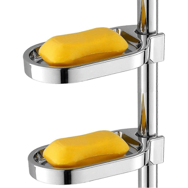 2pcs tagre de Douche Sans Perage, Porte-Savon Douche en ABS Plastique, Barre de Douche Un Porte-Savon Douche Rglable Durable Bote for Savon de Bar for