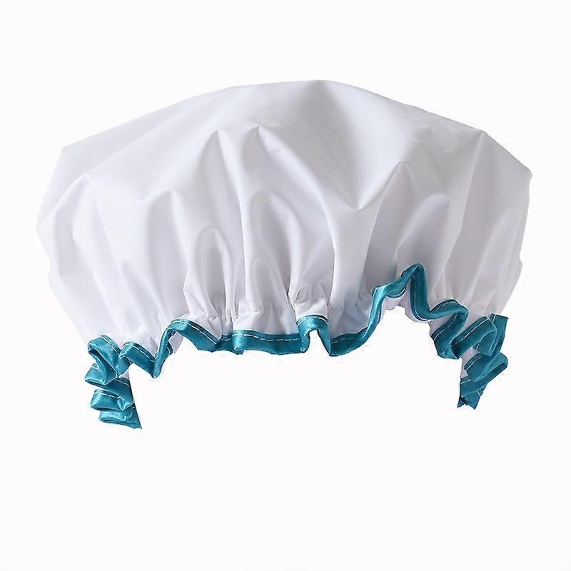 White Shower Cap for Long Hair 1 Pack, 12inch large size,Waterproof Washable Hair Caps for Women and Girls, Super Cute and Extra Large