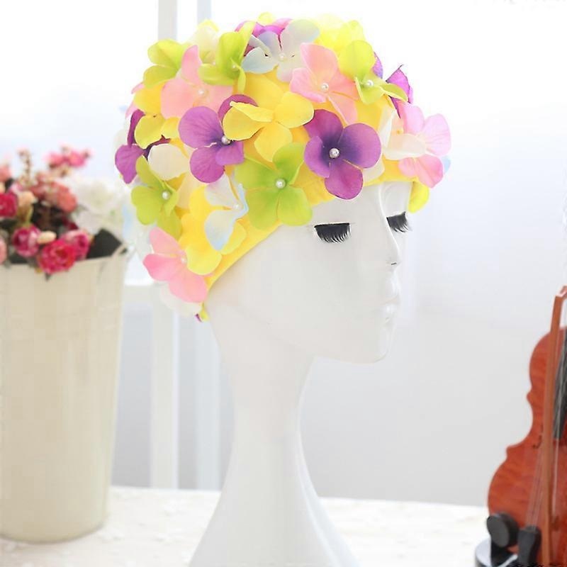 Women 3D Petal Swim Hat Bath Cap Ladies Swimming Pool Flower Hats New