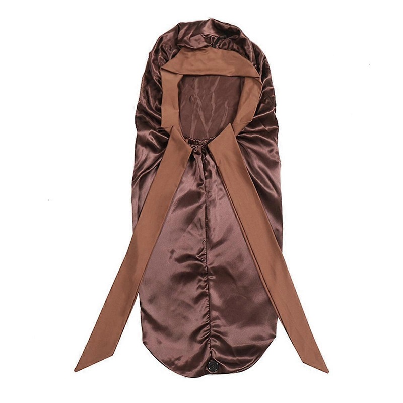 Women Sleeping Hat Long Tail Braid Hair Night Sleep Cap coffee