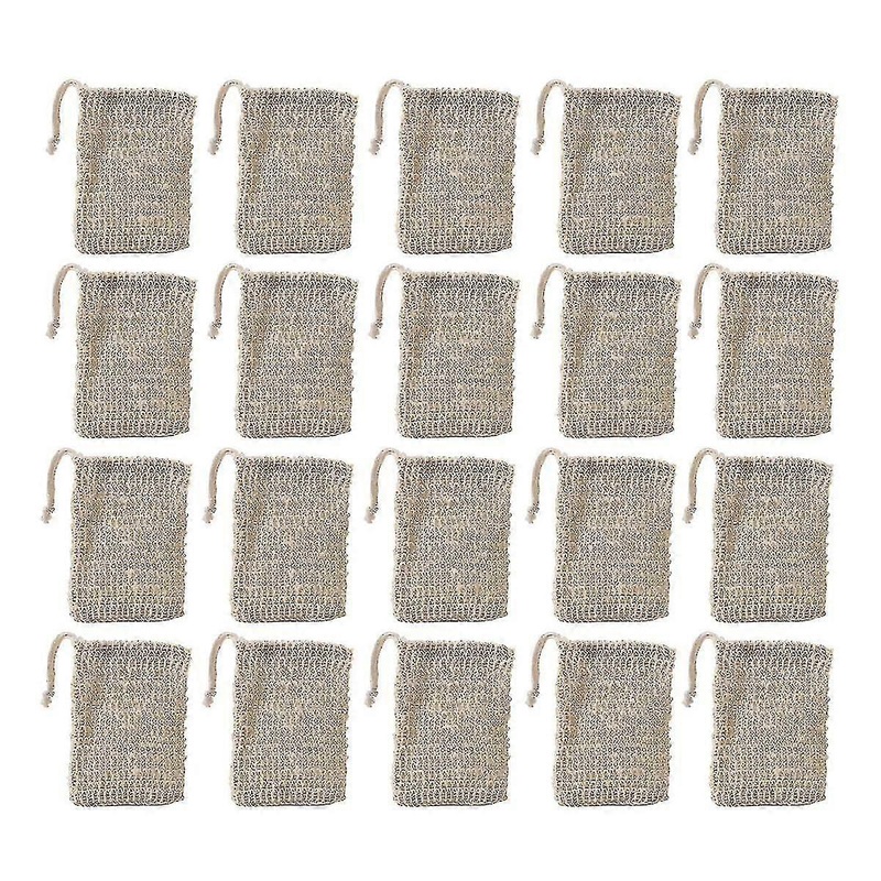 50pcs Shower Bath Sisal Soap Bag Natural Sisal Soap Bag Exfoliating Soap Saver Pouch Holder-MXBC