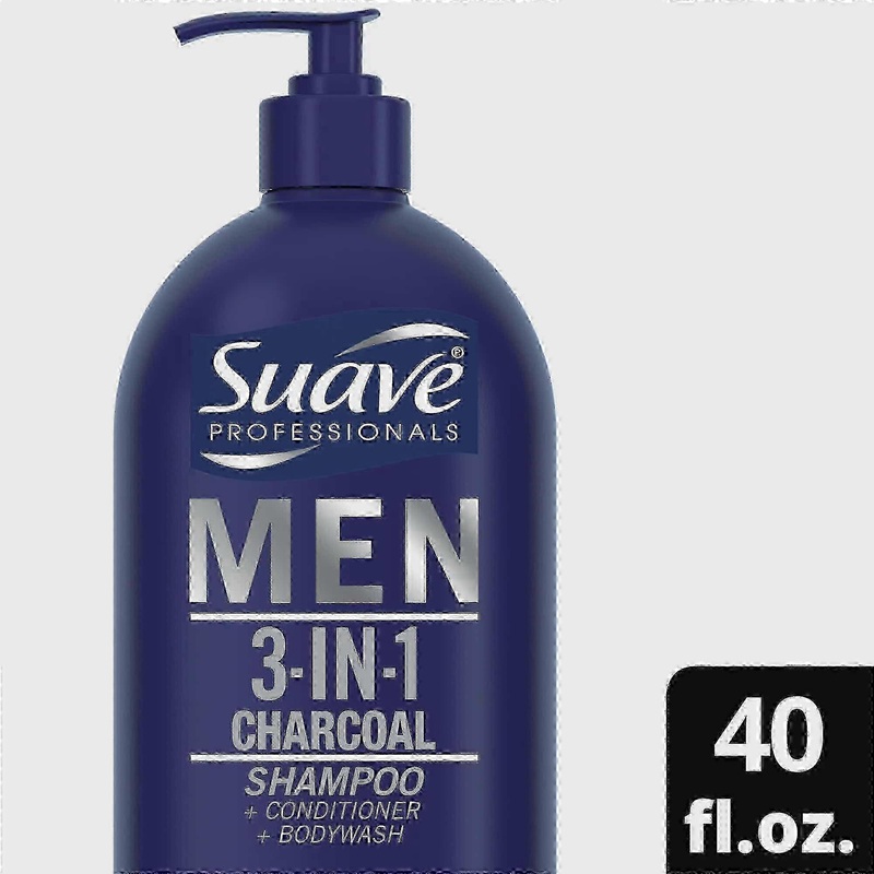Suave Men 3 In 1 Shampoo Conditioner Bodywash, Charcoal, 40 Oz