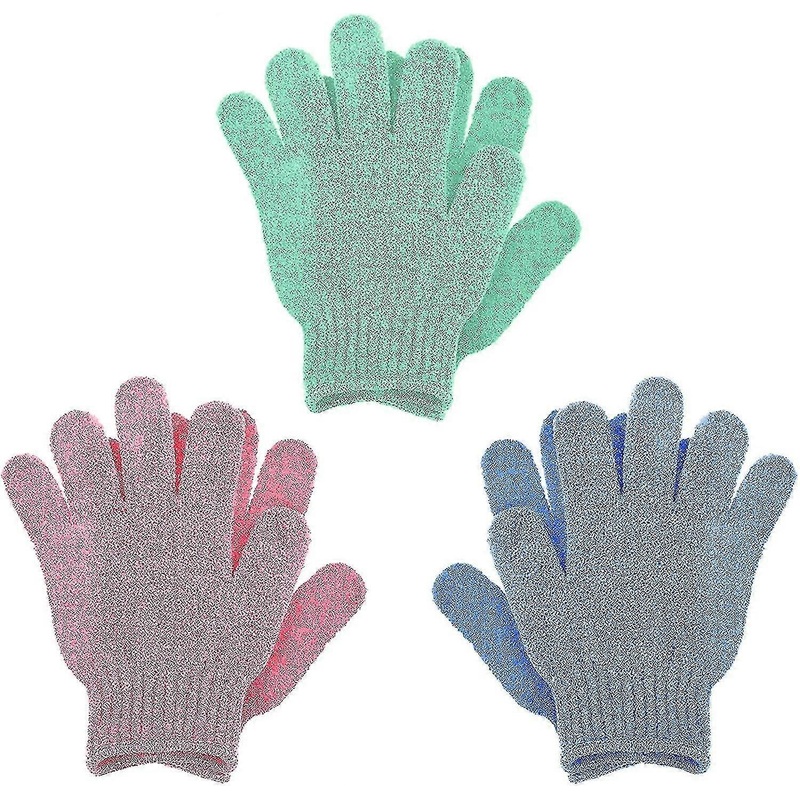 Yaju Bath Gloves For Shower Natural Loofah Exfoliating Wash Gloves For Body And Face, Dead Skin Remover, Double Sided Microfibre Shower Body Gloves F