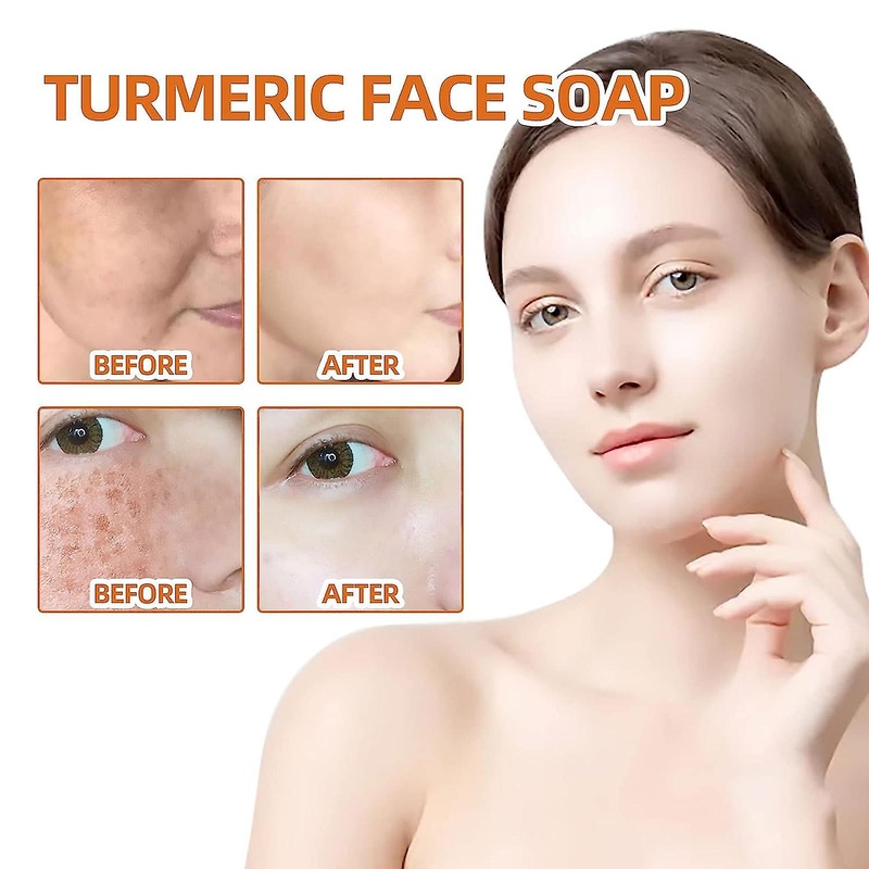 2 Pcs Turmeric Brightening Soap  Natural Turmeric Soap Bar for Face & Body  100g Turmeric Face and Body Soap Bar