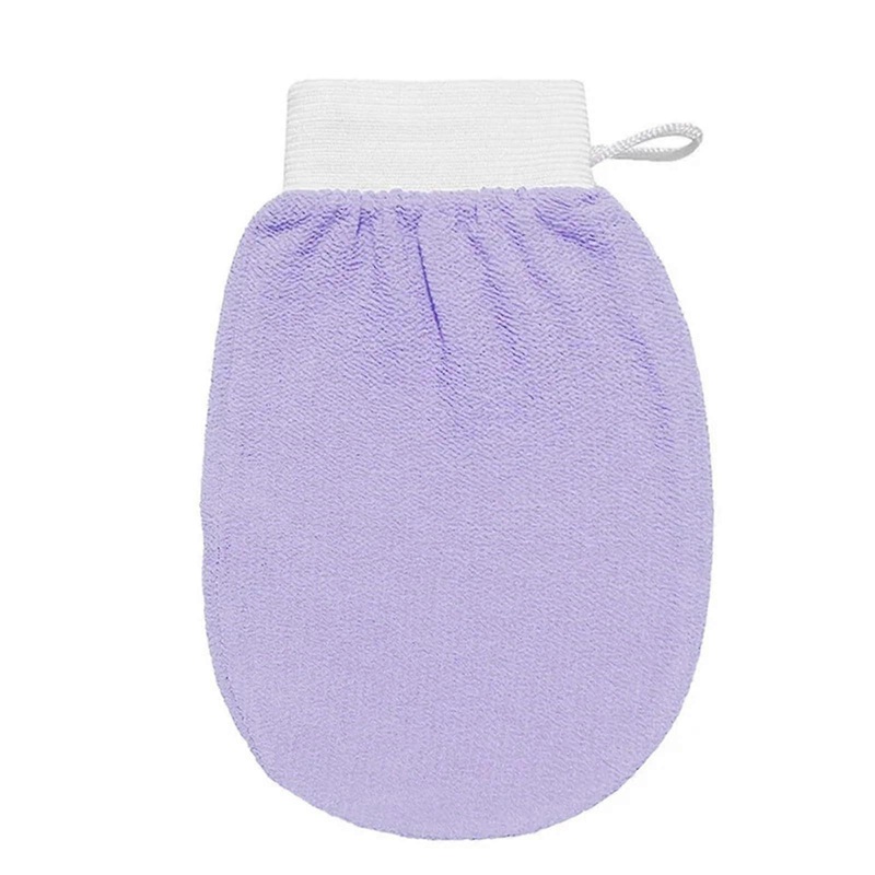 2pc Shower Thickening Bath Magic Exfoliating Gloves Scrub Tan Removal Bathing Cleaning Products Body Washer (Purple)